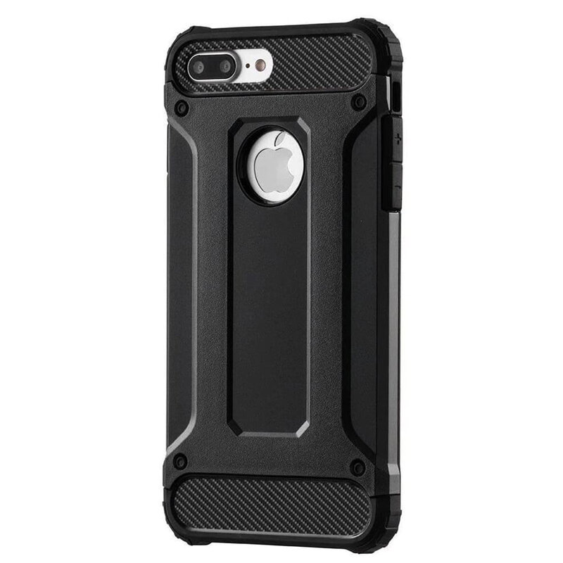 Husa iPhone 7 Plus Techsuit Hybrid Armor Cu Decupaj Pentru Sigla - Negru
