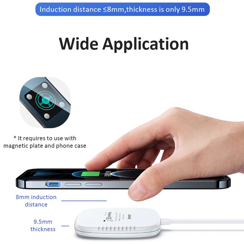 Incarcator wireless Usams, incarcare rapida, cablu incarcare, 15W, negru, US-CD153