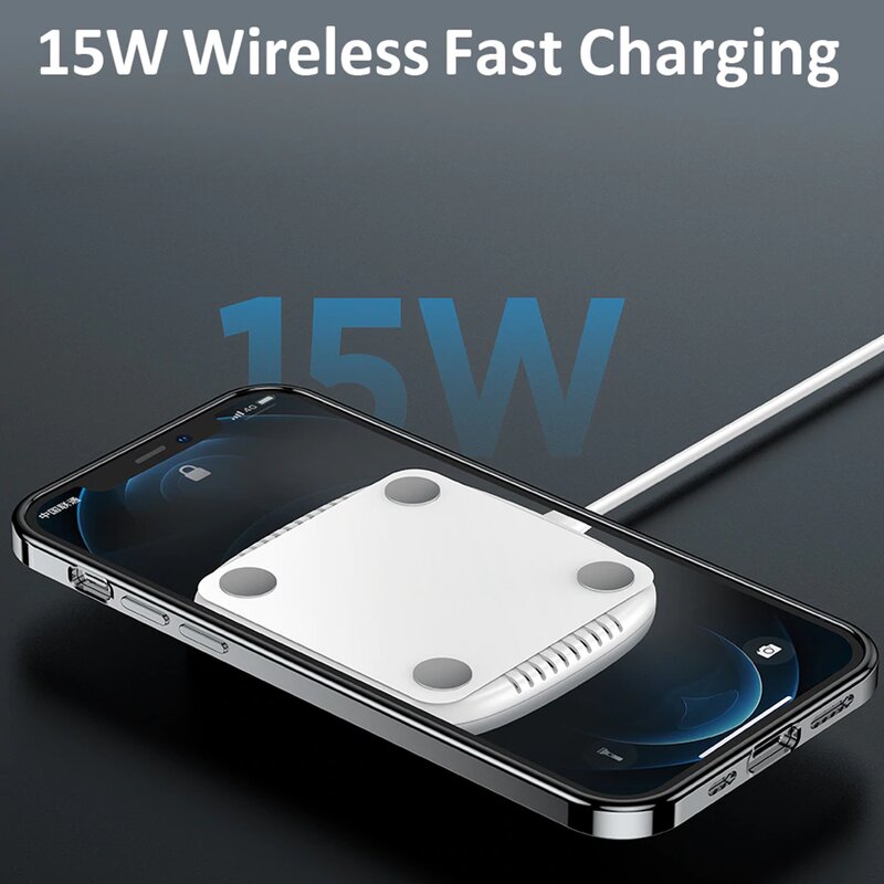 Incarcator wireless Usams, incarcare rapida, cablu incarcare, 15W, negru, US-CD153