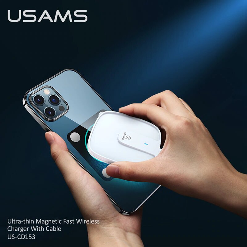 Incarcator wireless Usams, incarcare rapida, cablu incarcare, 15W, negru, US-CD153