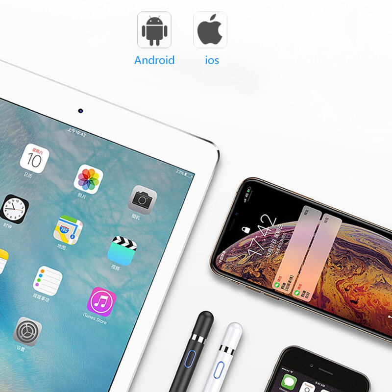 Stylus pen activ Techsuit, iOS, Android, cablu de incarcare Micro-USB, rosu, JA05