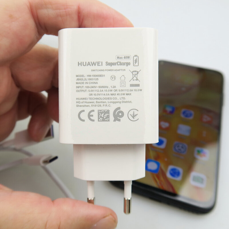 Incarcator priza original Huawei, 4A, 40W, alb, bulk, HW-100400E01