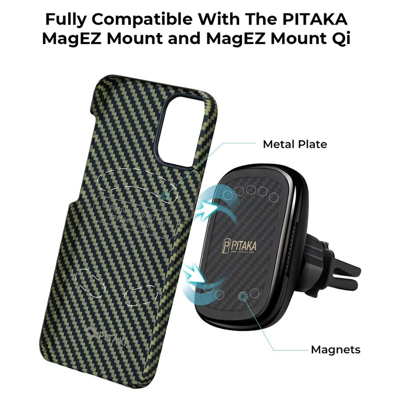 Husa iPhone 12 Pitaka MagEZ, Negru/Galben 