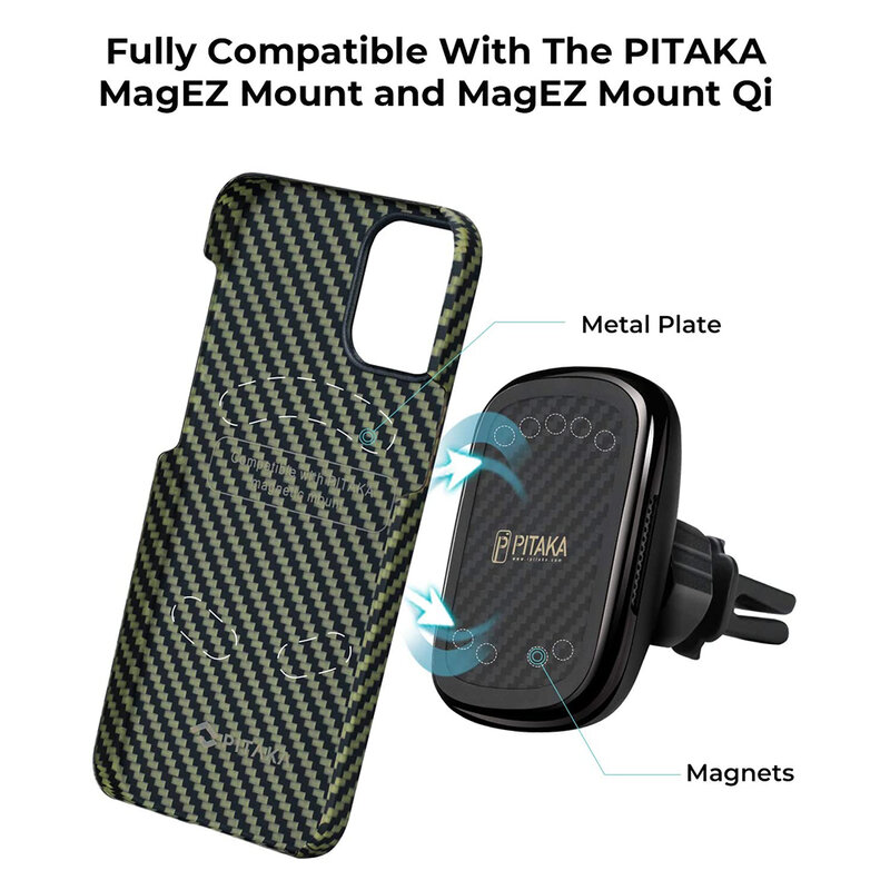 Husa iPhone 12 Pro Pitaka MagEZ, Negru/Galben 