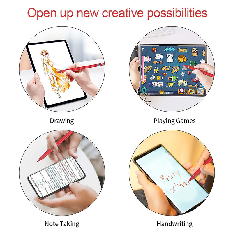 Stylus pen activ Techsuit, iOS, Android, cablu de incarcare Micro-USB, rosu, JA05