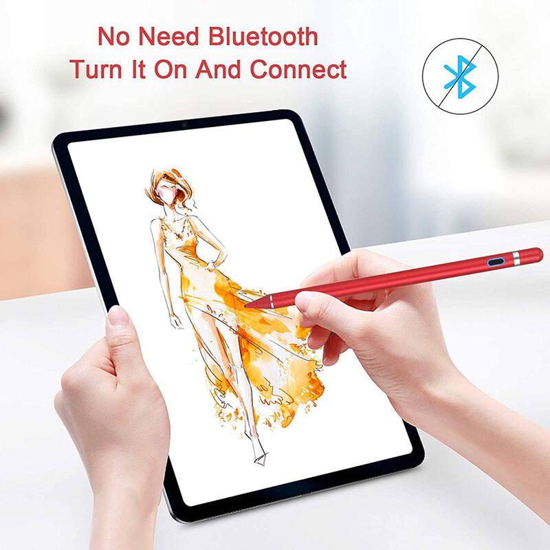 Stylus pen activ Techsuit, iOS, Android, cablu de incarcare Micro-USB, rosu, JA05