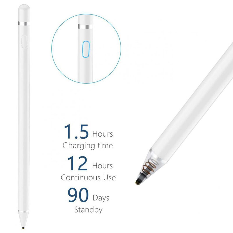 Stylus pen activ Techsuit, iOS, Android, cablu de incarcare Micro-USB, argintiu, JA05