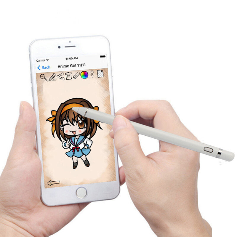 Stylus pen activ Techsuit, iOS, Android, cablu de incarcare Micro-USB, argintiu, JA05