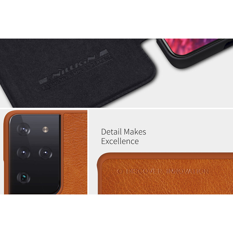 Husa Samsung Galaxy S21 Ultra 5G Nillkin QIN Leather, rosu
