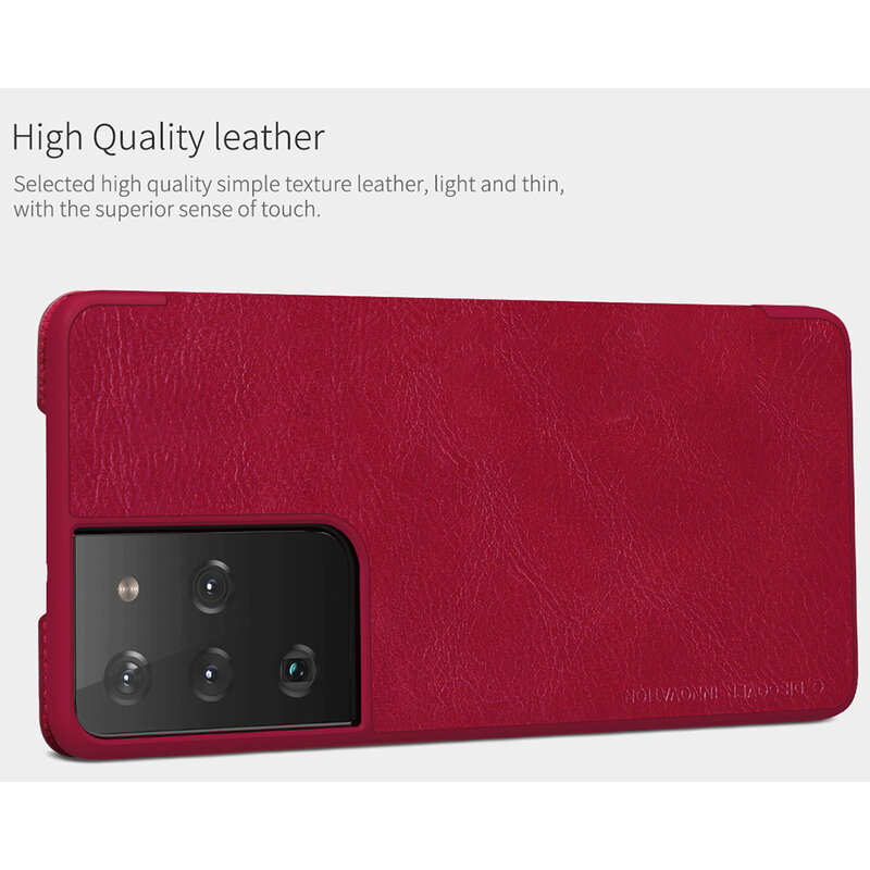 Husa Samsung Galaxy S21 Ultra 5G Nillkin QIN Leather, rosu