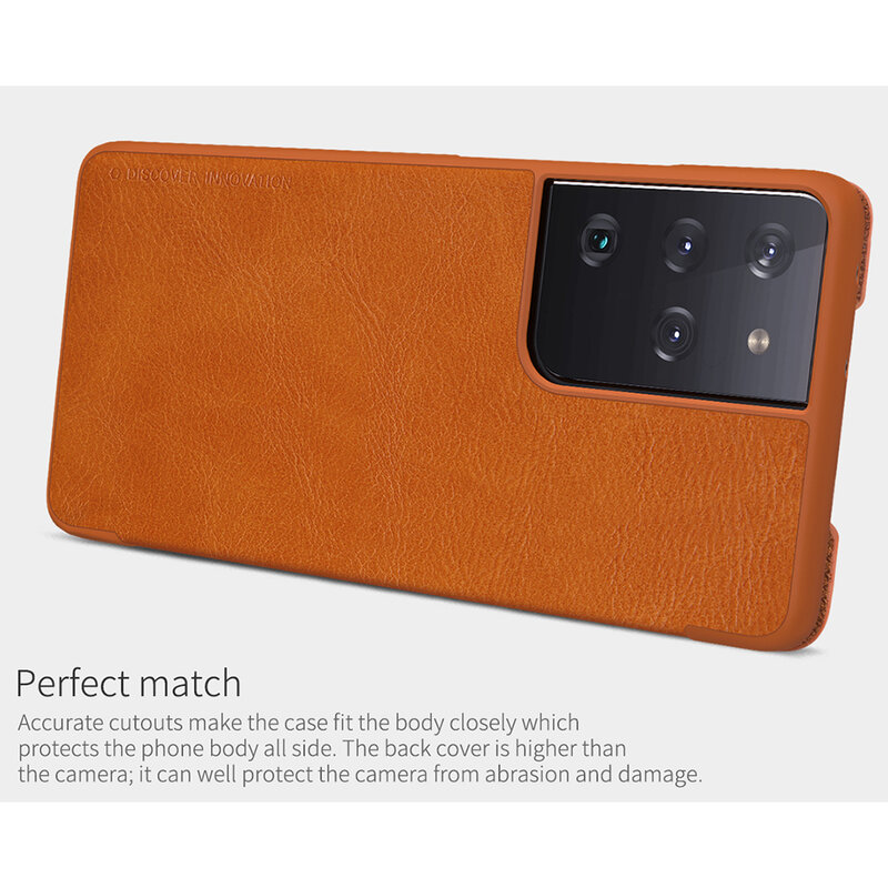 Husa Samsung Galaxy S21 Ultra 5G Nillkin QIN Leather, rosu
