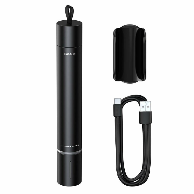 Ciocan urgenta parbriz auto Baseus, lanterna, aluminiu, negru, CRSFH-B01