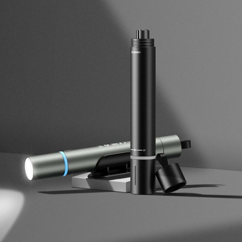 Ciocan urgenta parbriz auto Baseus, lanterna, aluminiu, negru, CRSFH-B01