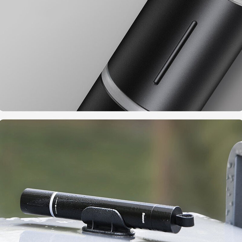 Ciocan urgenta parbriz auto Baseus, lanterna, aluminiu, negru, CRSFH-B01