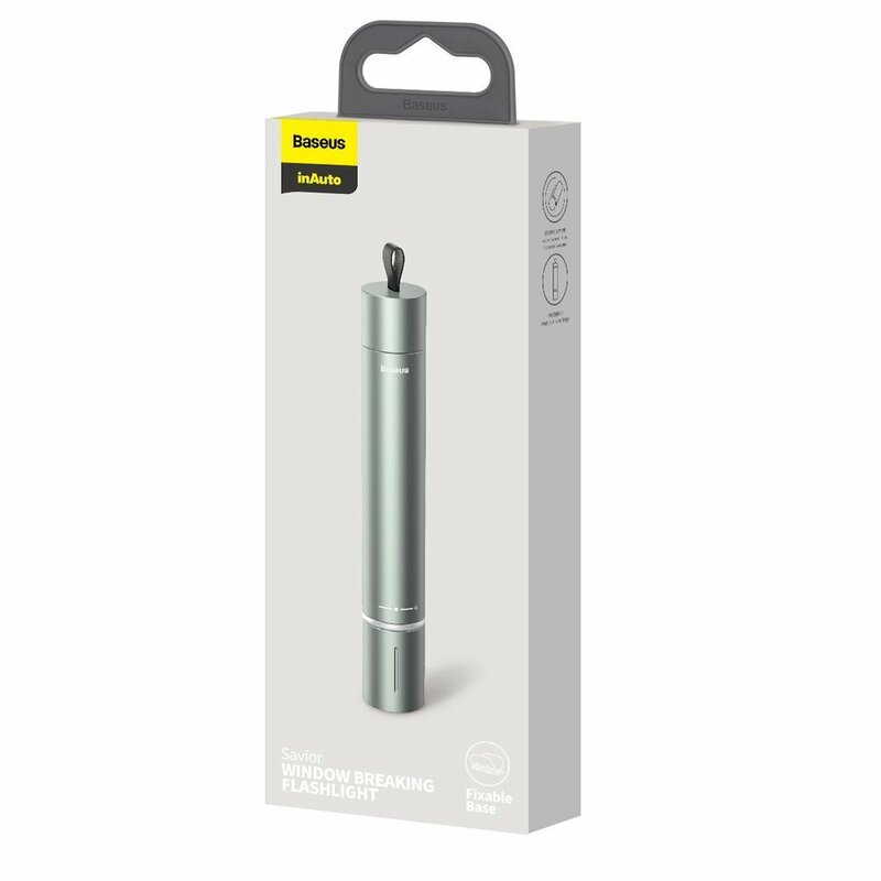 Ciocan urgenta parbriz auto Baseus, lanterna, aluminiu, gri, CRSFH-B0A