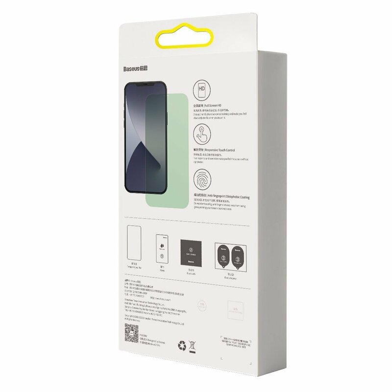 [Pachet 2x] Folie iPhone 12 Baseus Green Light, Clear, SGAPIPH61P-LP02