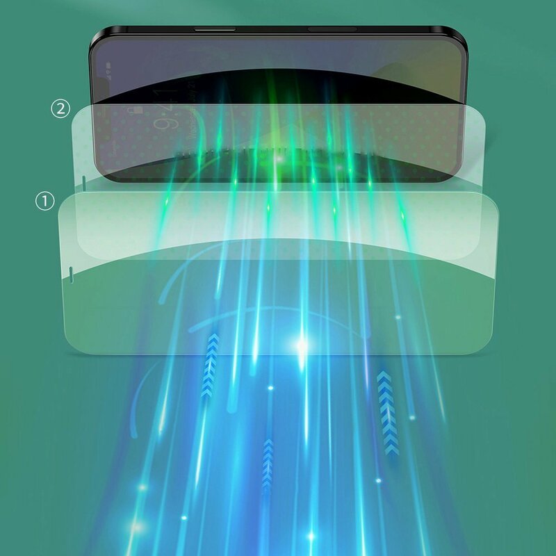 [Pachet 2x] Folie iPhone 12 Baseus Green Light, Clear, SGAPIPH61P-LP02