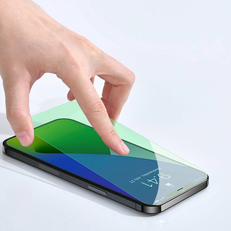 [Pachet 2x] Folie iPhone 12 mini Baseus Green Light, Clear, SGAPIPH54N-LP02