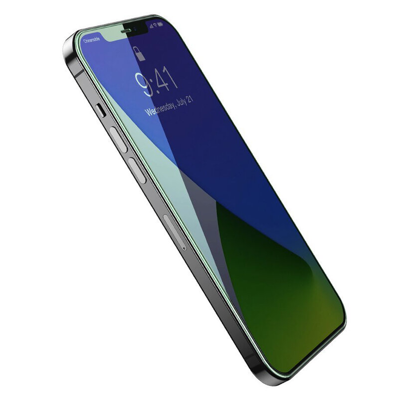 [Pachet 2x] Folie iPhone 12 Pro Baseus Green Light, Clear, SGAPIPH61P-LQ02