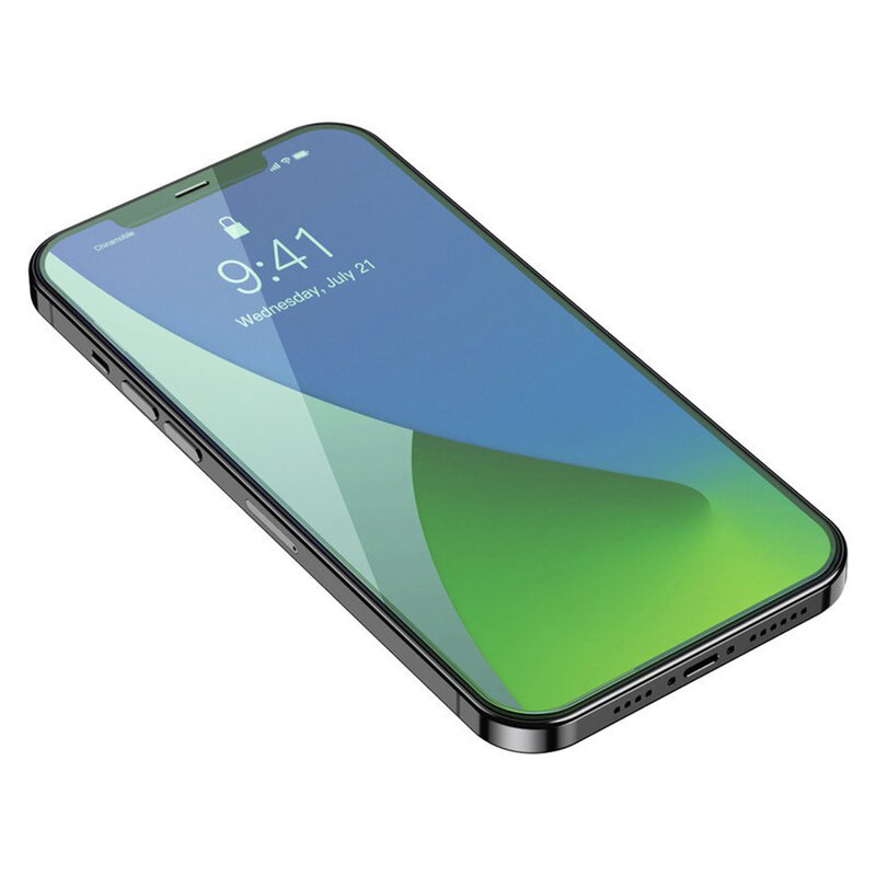 [Pachet 2x] Folie iPhone 12 Baseus Green Light, Clear, SGAPIPH61P-LQ02
