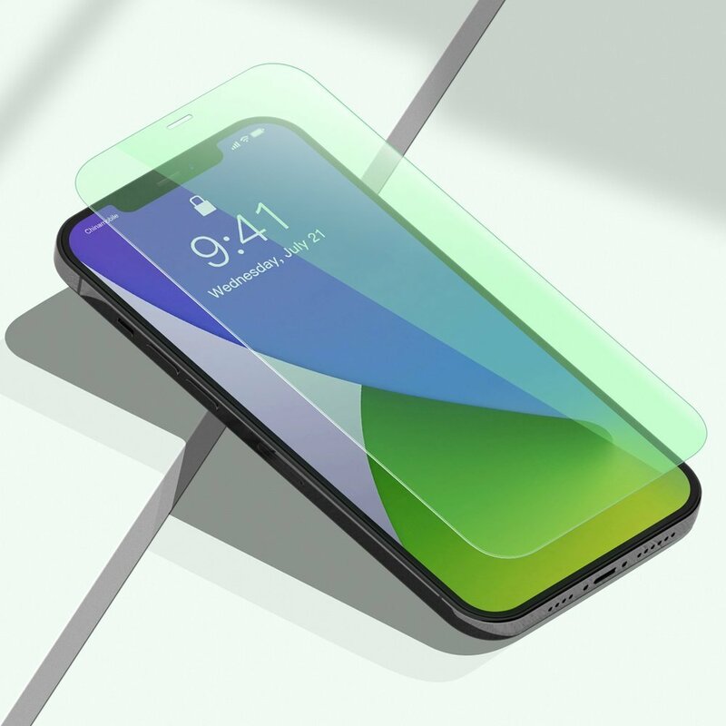 [Pachet 2x] Folie iPhone 12 Baseus Green Light, Clear, SGAPIPH61P-LQ02