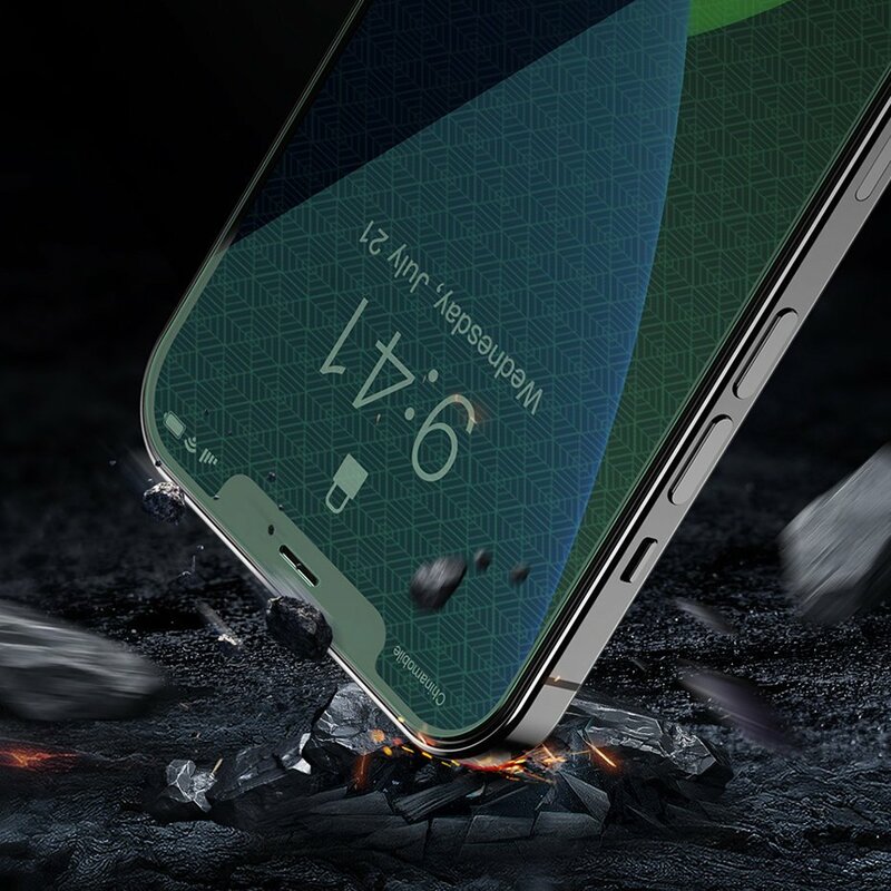 [Pachet 2x] Folie iPhone 12 Baseus Green Light, Clear, SGAPIPH61P-LQ02