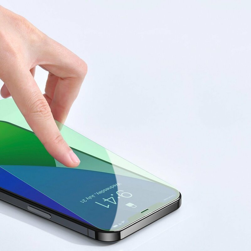 [Pachet 2x] Folie iPhone 12 Baseus Green Light, Clear, SGAPIPH61P-LQ02