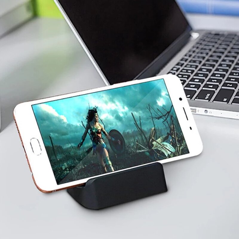 Suport telefon birou Mobster, stand incarcare Micro-USB, negru, MCD-10