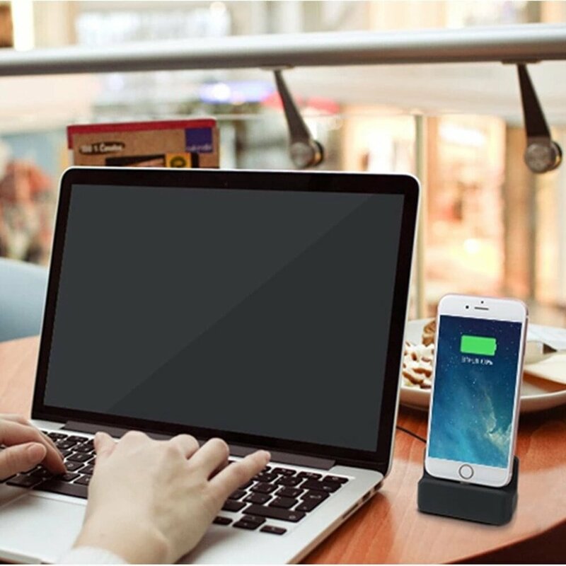 Suport telefon birou Mobster, stand incarcare Lightning, negru, MCD-10