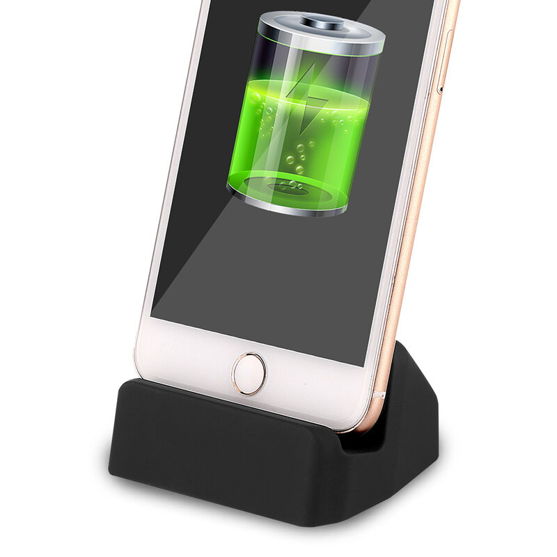 Suport telefon birou Mobster, stand incarcare Lightning, negru, MCD-10