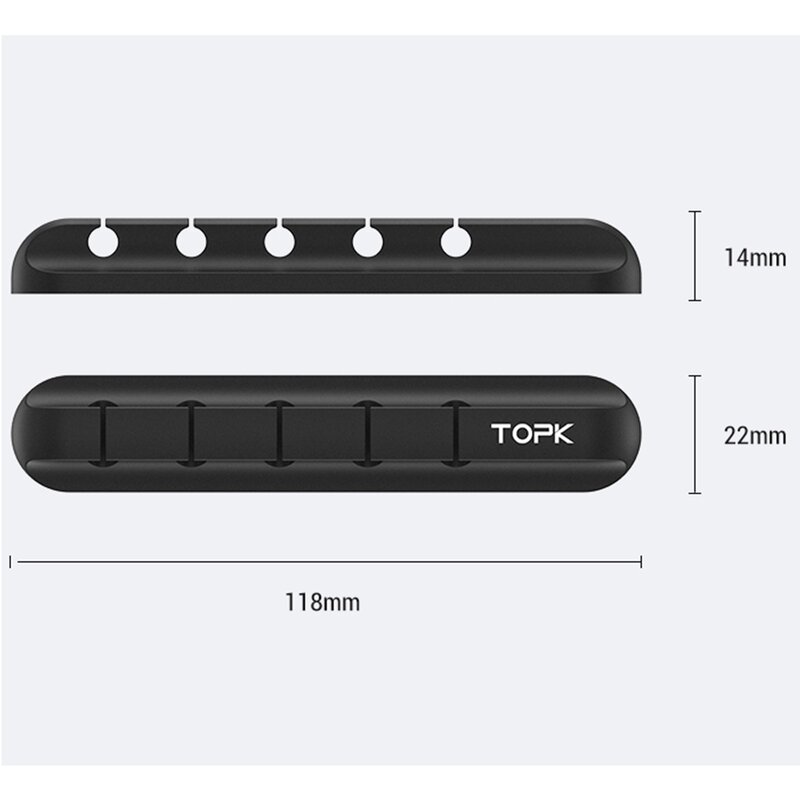 Organizator Cabluri TopK, Suport Universal Cu Adeziv, 5 Clips-uri, Roz