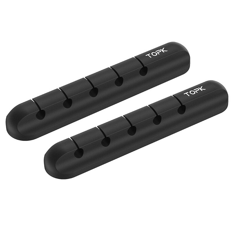 Organizator Cabluri TopK, Suport Universal Cu Adeziv, 7 Clips-uri, Negru