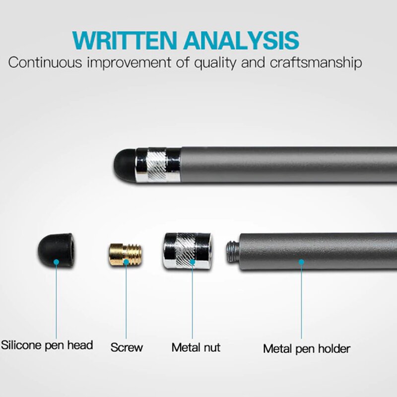 Stylus pen Techsuit, 2in1 universal, Android, iOS, aluminiu, negru, JC01