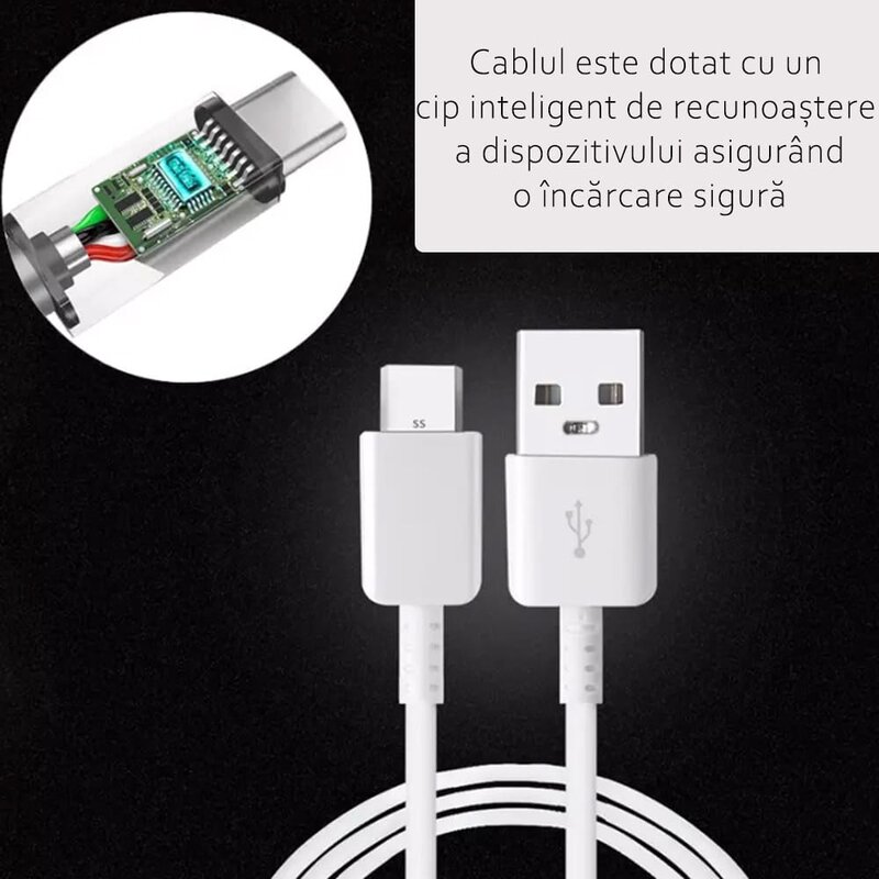 Cablu de date original Samsung, USB-A la Type-C, 1m, negru, bulk, EP-DG970BBE