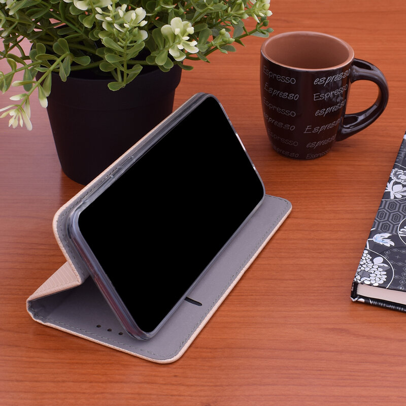 Husa Smart Book Xiaomi Redmi Note 7 Flip Auriu