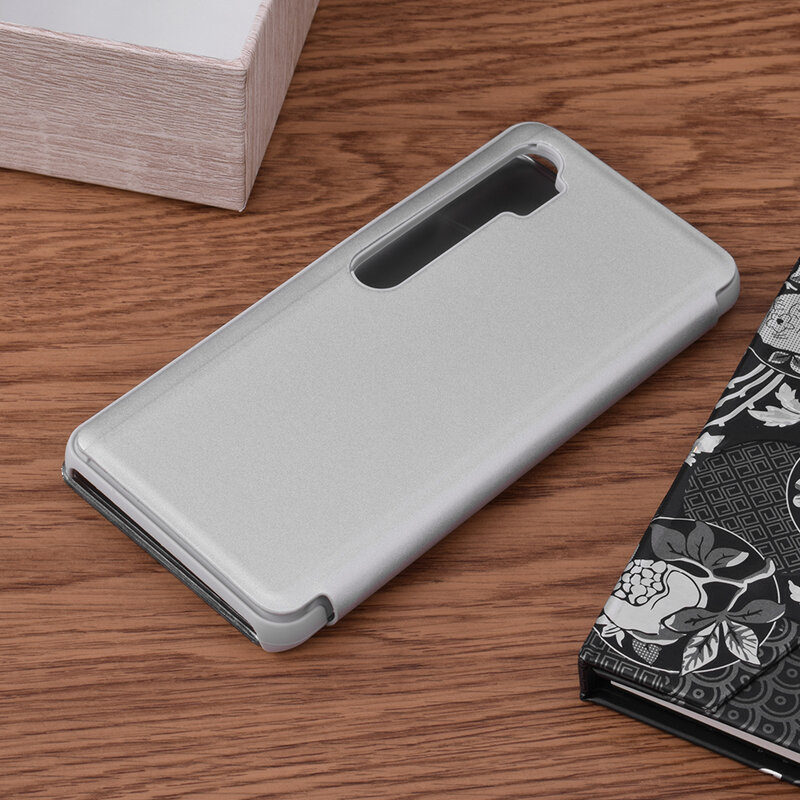 Husa Xiaomi Mi Note 10 Lite Flip Standing Cover - Silver