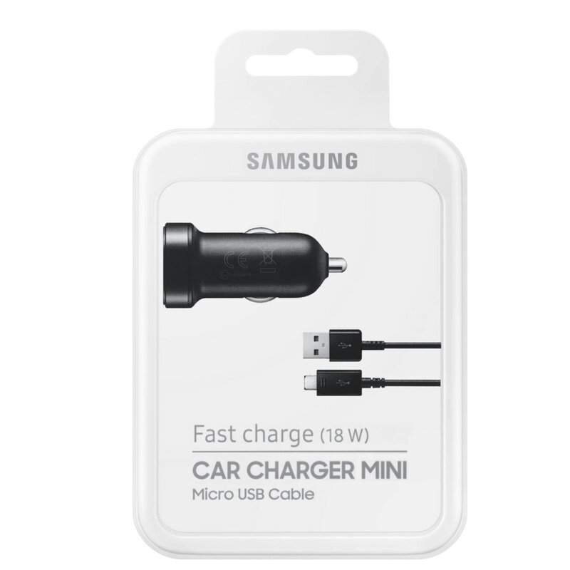 Incarcator auto original Samsung 1xUSB, 18W, Cablu de date Micro-USB, negru, EP-LN930