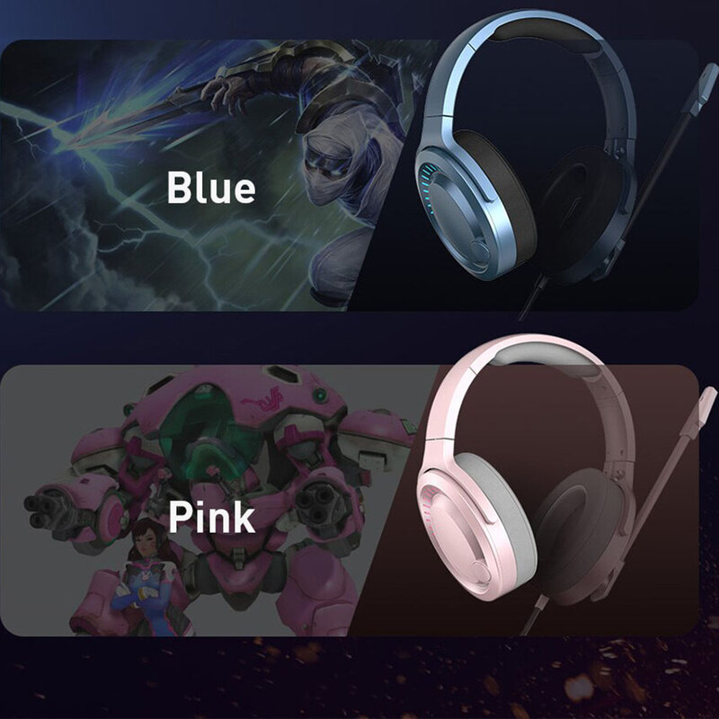 Casti gaming on-ear Baseus cu telecomanda si microfon, albastru, NGD05-03