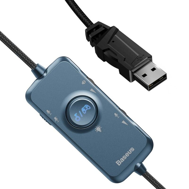Casti gaming on-ear Baseus cu telecomanda si microfon, albastru, NGD05-03