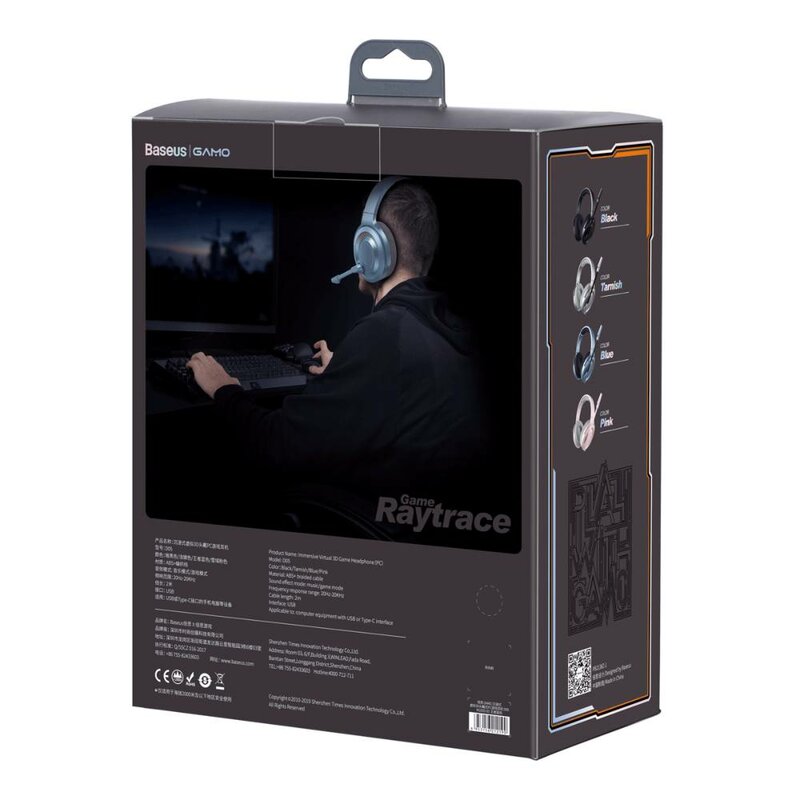 Casti gaming on-ear Baseus cu telecomanda si microfon, albastru, NGD05-03