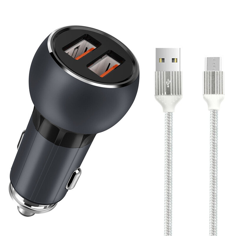 Incarcator Auto LDNIO C503Q QC 3.0 2xUSB 3.0A + Cablu Micro-USB - Albastru Inchis