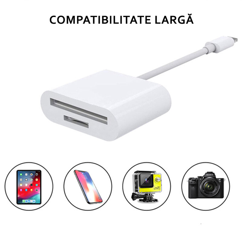 Card reader Lightning la SD, microSD, universal, alb, CRT007