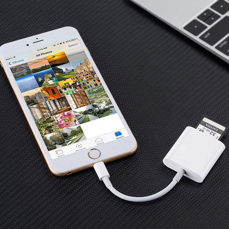 Card reader Lightning la SD, microSD, universal, alb, CRT007