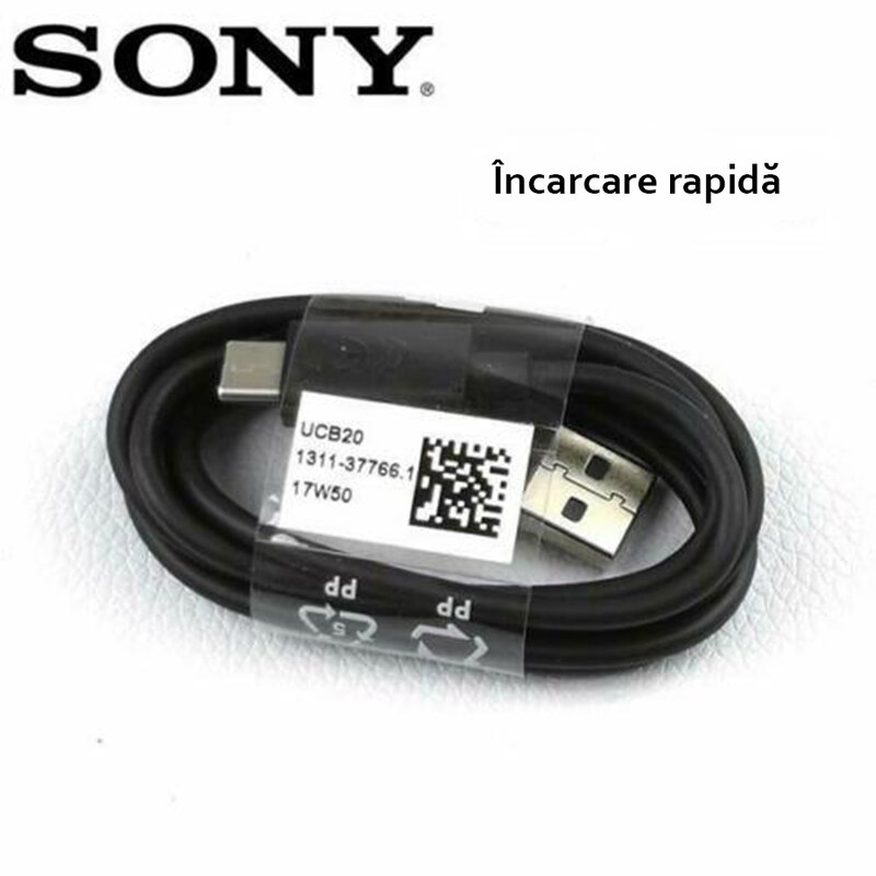 Cablu de date original Sony USB la Type-C, 3A, 1m, negru, bulk, UCB20