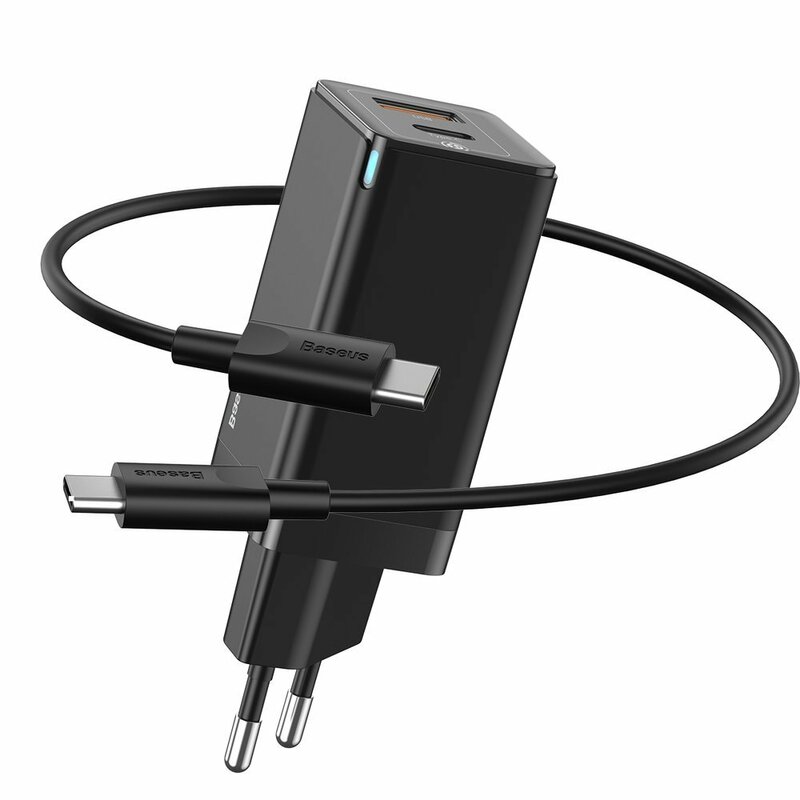 Incarcator priza Baseus USB, Type-C, cablu Type-C 1m, 45W, negru, CCGAN-Q01