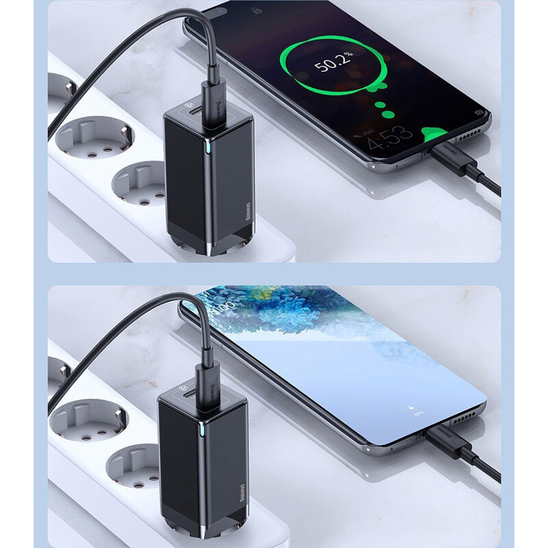 Incarcator priza Baseus USB, Type-C, cablu Type-C 1m, 45W, negru, CCGAN-Q01