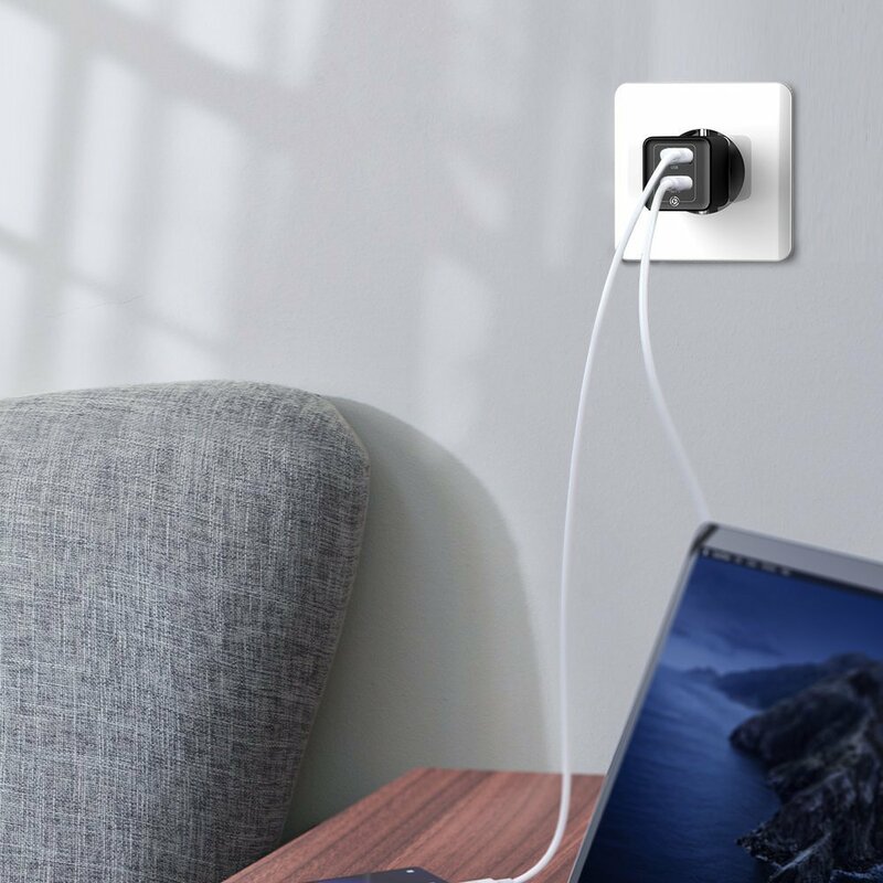 Incarcator priza Baseus USB, Type-C, cablu Type-C 1m, 45W, alb, CCGAN-Q02