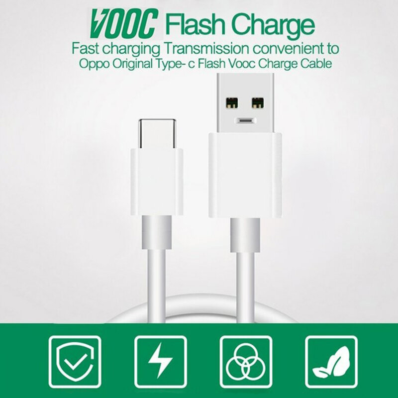 Cablu de date original OPPO USB la Type-C, VOOC, 1m, alb, bulk, DL129