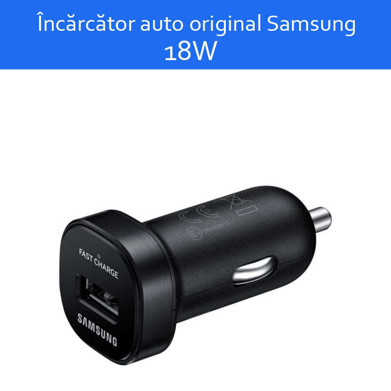 Incarcator auto original Samsung 1xUSB, 18W, Cablu de date Micro-USB, negru, EP-LN930