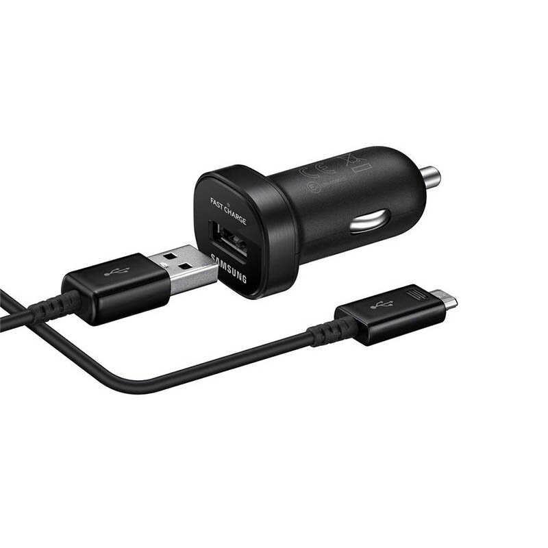 Incarcator auto original Samsung 1xUSB, 18W, Cablu de date Micro-USB, negru, EP-LN930